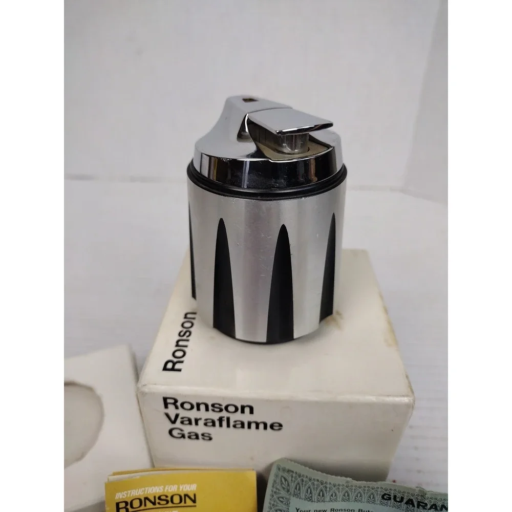 Ronson 1950's? Butane Lighter Fine TableDesk Varaflame MCM Art Deco MK2 Untested